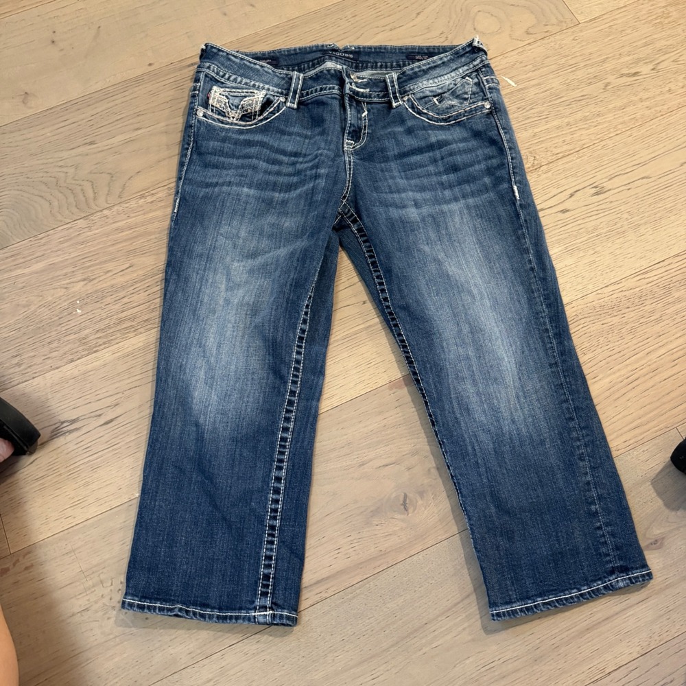 VTG Y2K Vigoss‎ The Chelsea Capri Jeans Embellished Rhinestone Size 11/12
